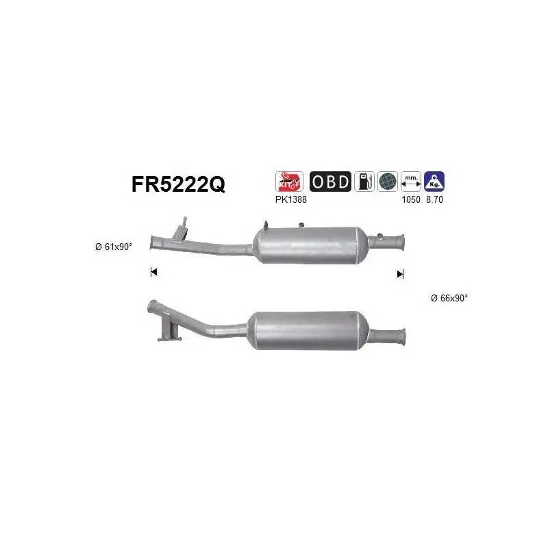 AS FR5222Q Filtro hollín/partículas, sistema escape Oferta