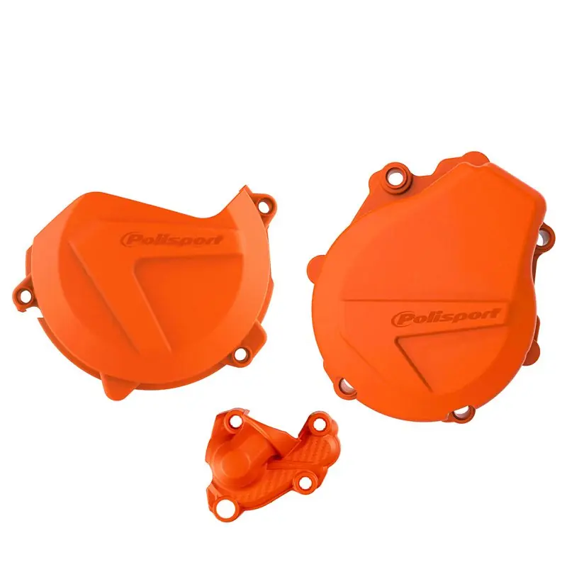 Alta Calidad KIT PROTECTOR TAPA EMBRAGUE + ENCENDIDO + BOMBA AGUA KTM EXCF/XCFW450/500 (17-22) Naranja